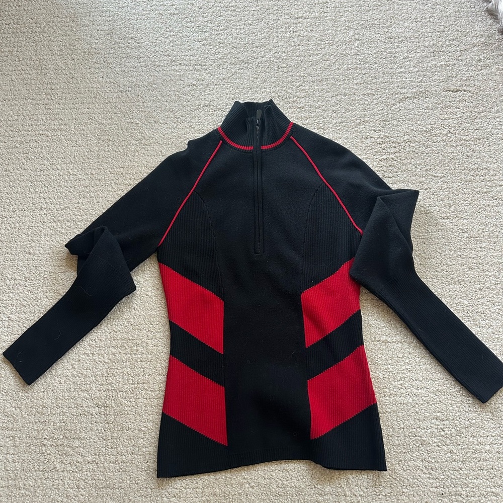 Black and Red Half-Zip Sweater